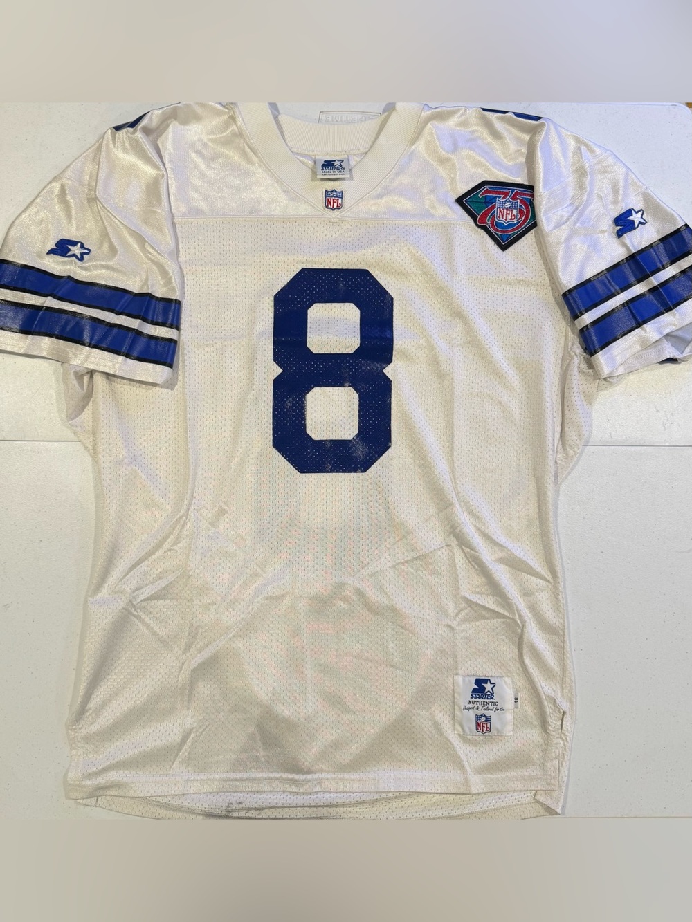 Vintage 90’s STARTER Troy Aikman Dallas Cowboys NFL Football Jersey size 48